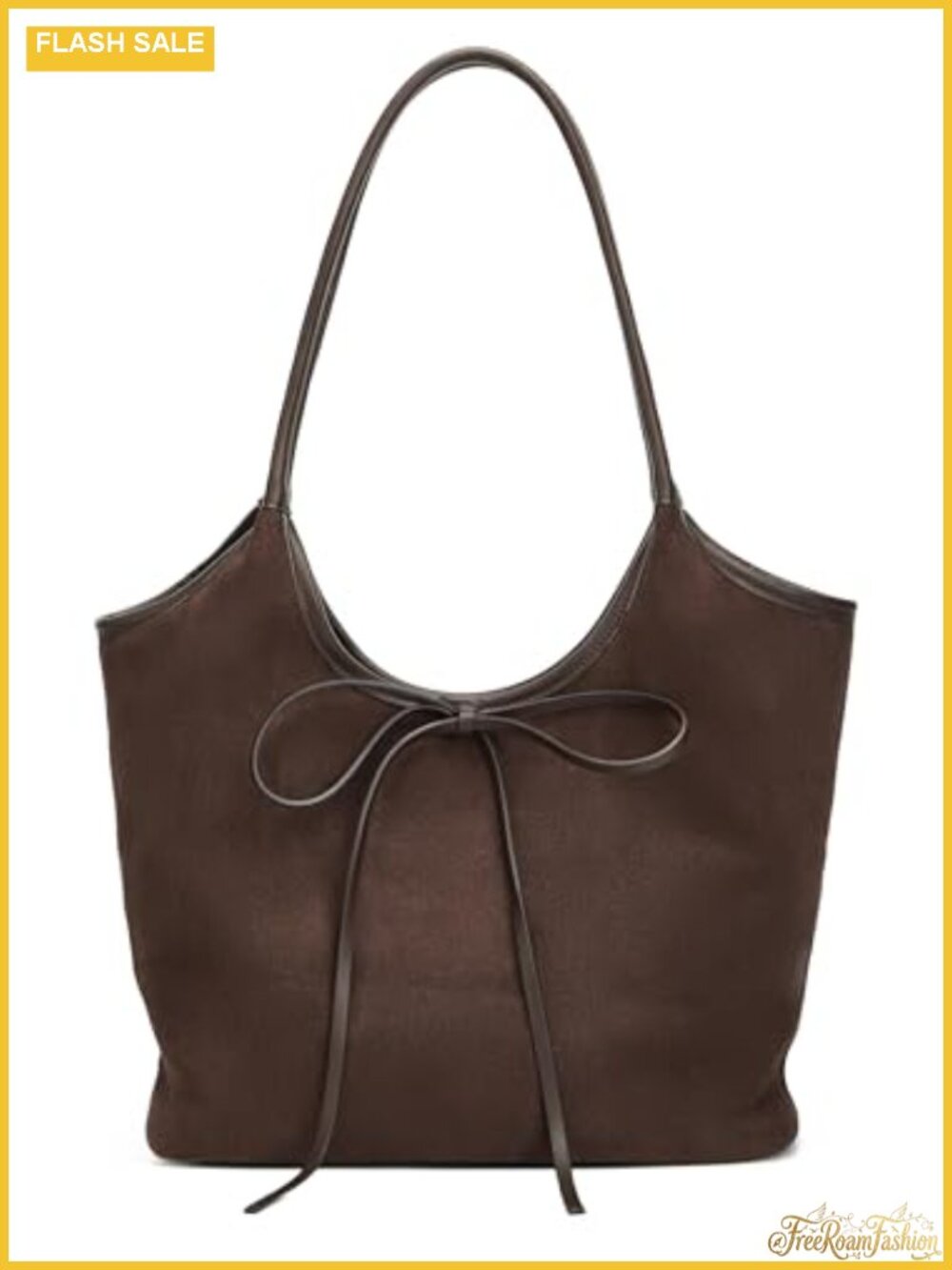 Vintage French Bow Tote Handbag Suede and PU Large Capacity Satchel for Women